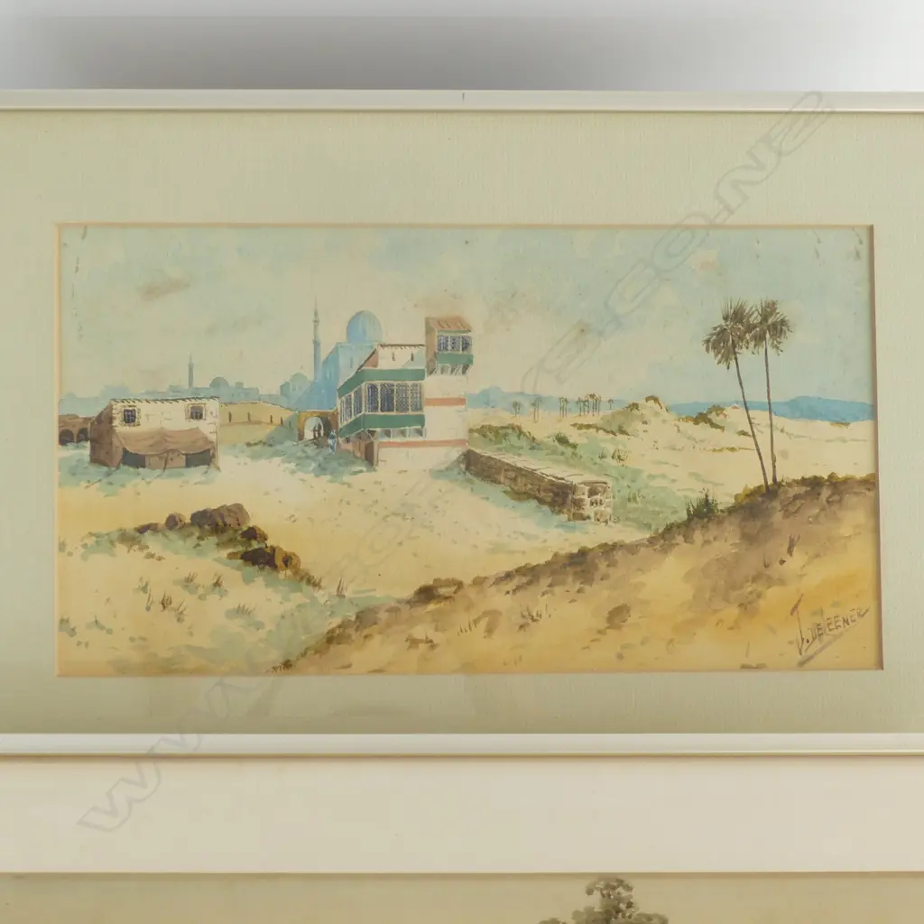 GLADSTONE EYRE, LANDSCAPE WATERCOLOUR, 170x360mm & JAN DELEENER, LANDSCAPE WATERCOLOUR, 180x330mm Image 1++