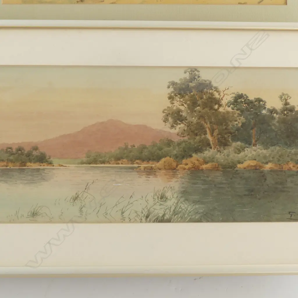 GLADSTONE EYRE, LANDSCAPE WATERCOLOUR, 170x360mm & JAN DELEENER, LANDSCAPE WATERCOLOUR, 180x330mm Image 1++