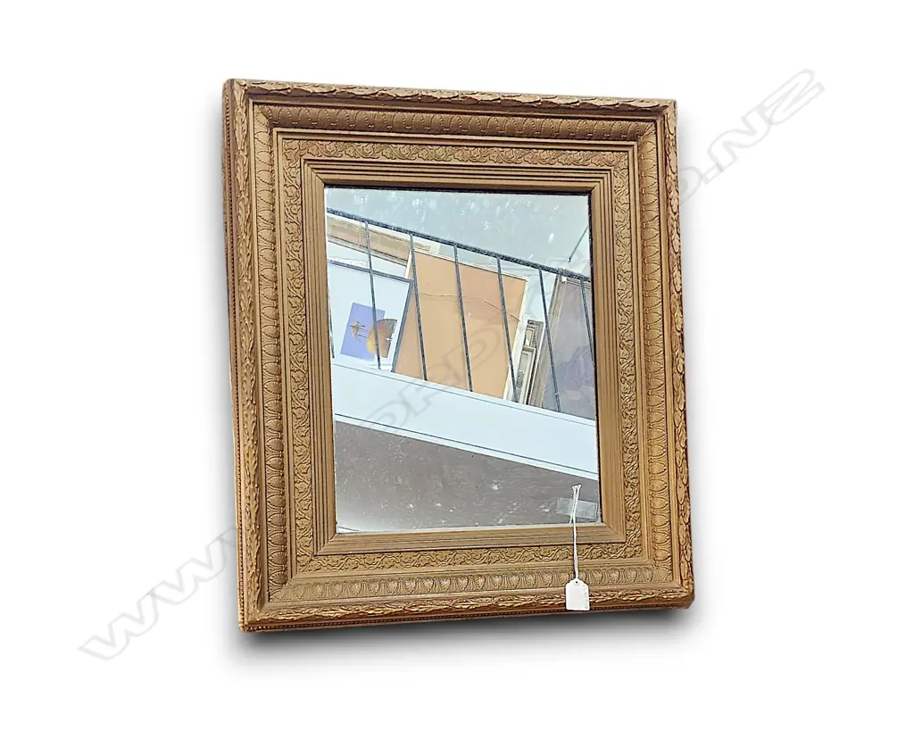VINTAGE-STYLE GOLD GILT MIRROR W LANDSCAPE OIL PAINTING USED AS A BACKING BOARD 600h X 500 MM Image 1++