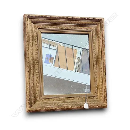 VINTAGE-STYLE GOLD GILT MIRROR W LANDSCAPE OIL PAINTING USED AS A BACKING BOARD 600h X 500 MM