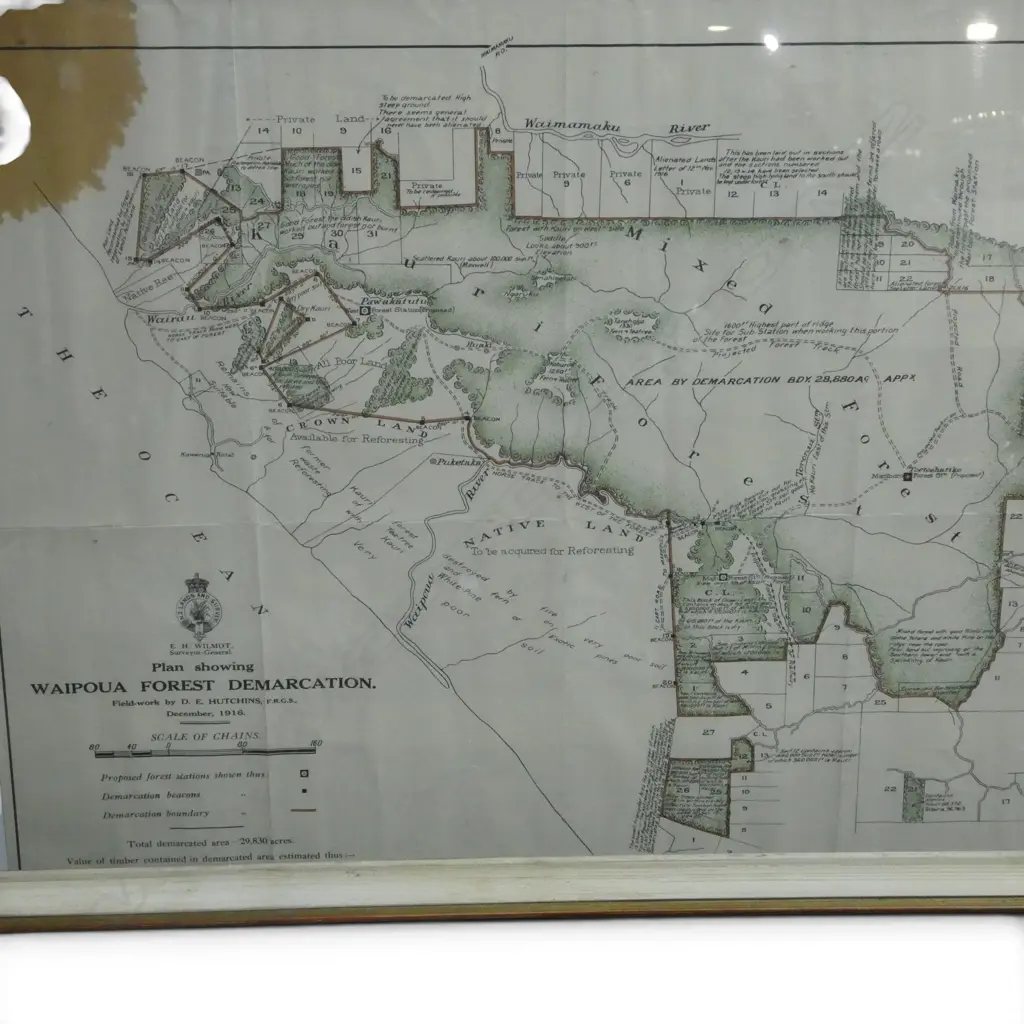 3 ARTWORKS; MAP OF WAIPOUA FOREST, PRINT OF MOHAKA RIVER BRIDGE &  B/W PHOTO RICHARD SEDDON Ex John Perry Estate Image 1++