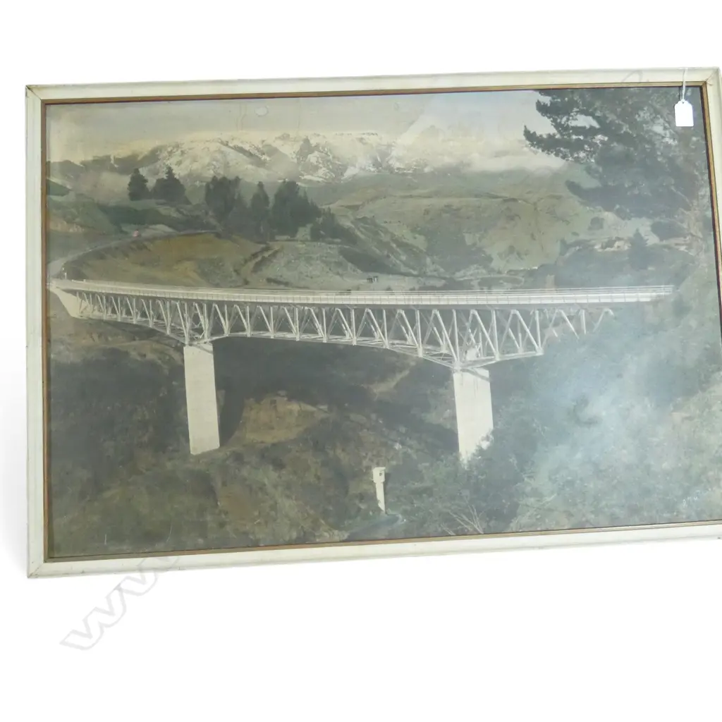3 ARTWORKS; MAP OF WAIPOUA FOREST, PRINT OF MOHAKA RIVER BRIDGE &  B/W PHOTO RICHARD SEDDON Ex John Perry Estate Image 1++