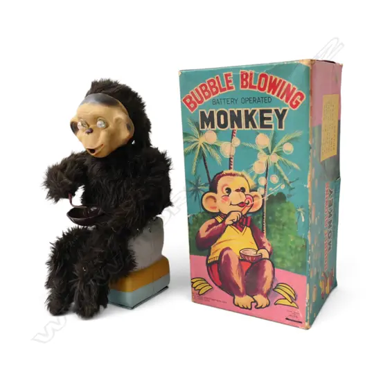 VINTAGE BOXED BATTERY OPERATED 'BUBBLE BLOWING MONKEY'