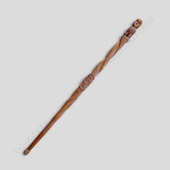 CARVED WOODEN WALKING STICK, MAORI DESIGN L.1040mm