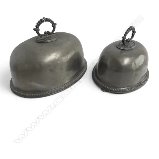 2 PEWTER MEAT COVERS L.315mm
