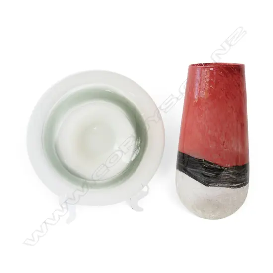LG ART GLASS VASE H.410mm & BOWL 360mm dia