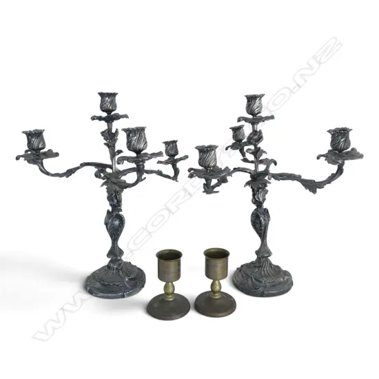 2 PRS METAL CANDLESTICKS H.410, 110mm