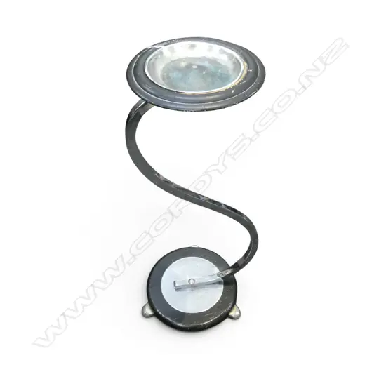 VINTAGE CHROME METAL & WOOD ASH TRAY H.560mm