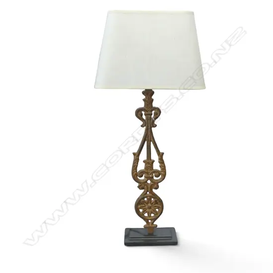 TABLE LAMP w. RUSTIC CAST IRON BALUSTRADE BASE H.820mm
