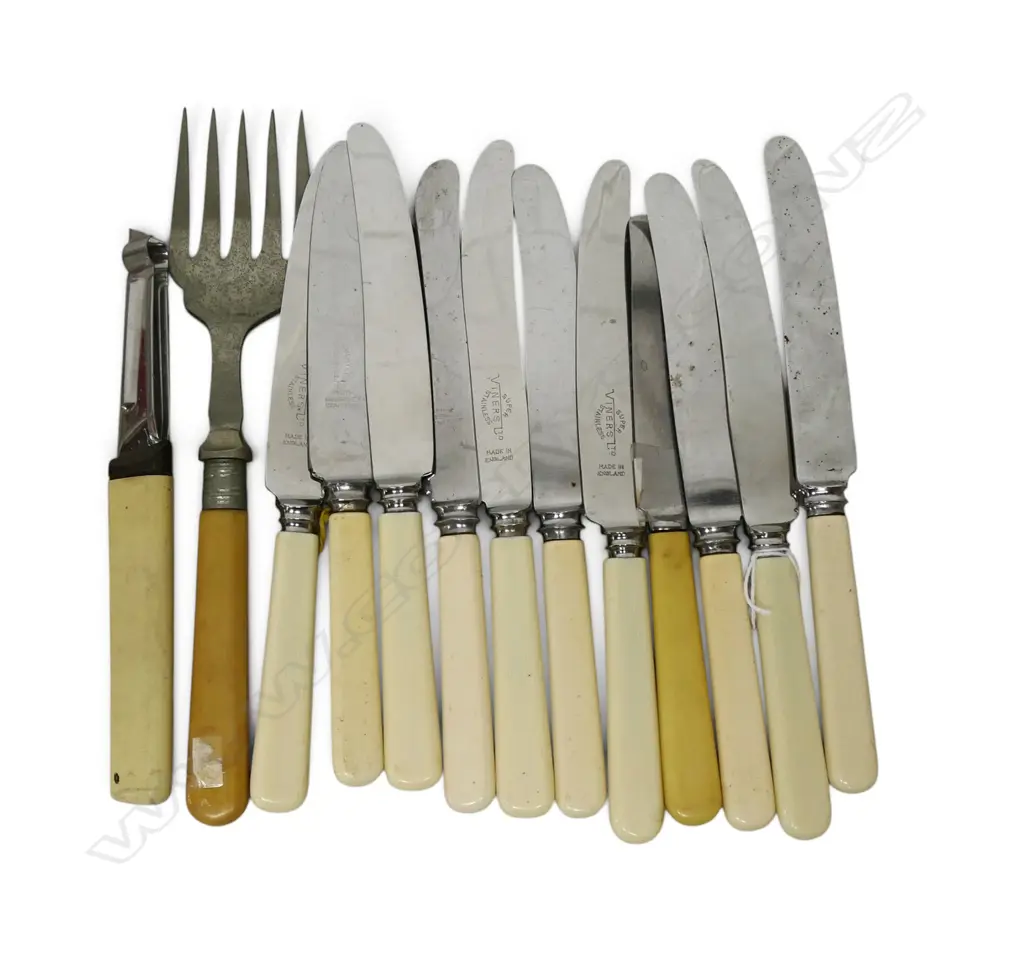 13 PCES IVORINE 'BONE' HANDLED CUTLERY Image 1++