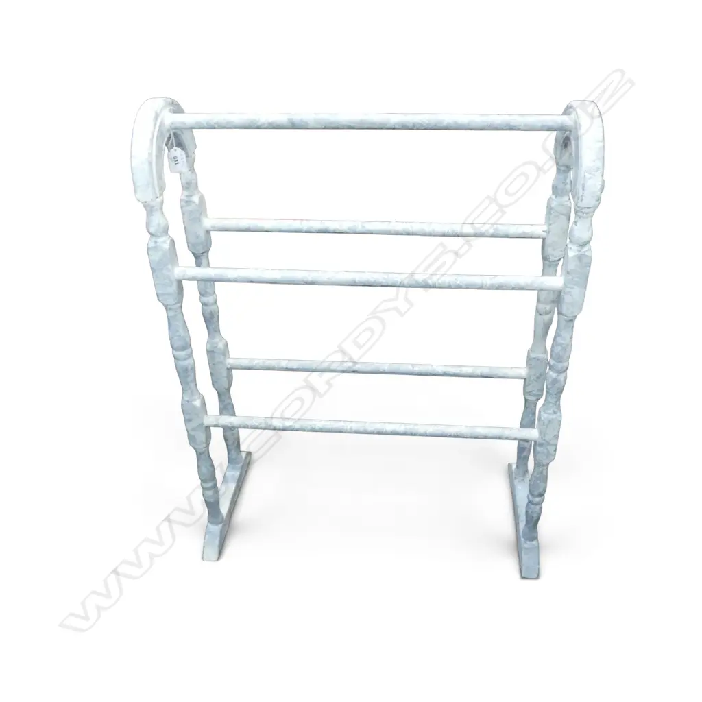 WOODEN TOWEL RAIL GREY & WHITE PAINT FINISH, H.780 L.600MM Image 1++