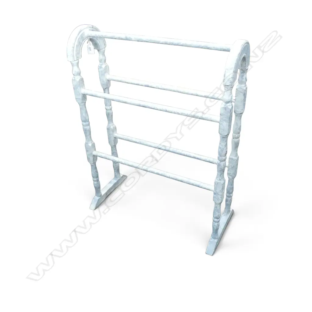 WOODEN TOWEL RAIL GREY & WHITE PAINT FINISH, H.780 L.600MM Image 1++
