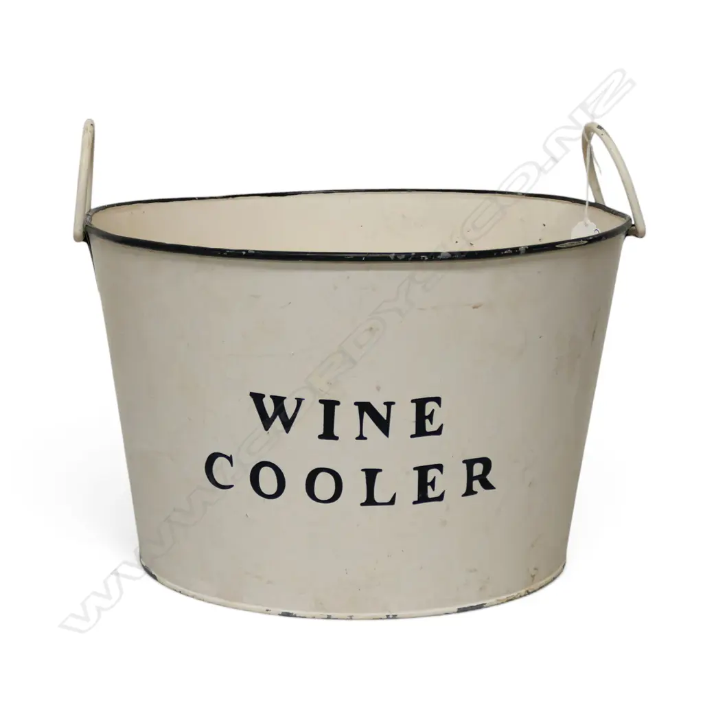 VINTAGE ENAMEL WINE COOLER BUCKET Dia.380mm Image 1++