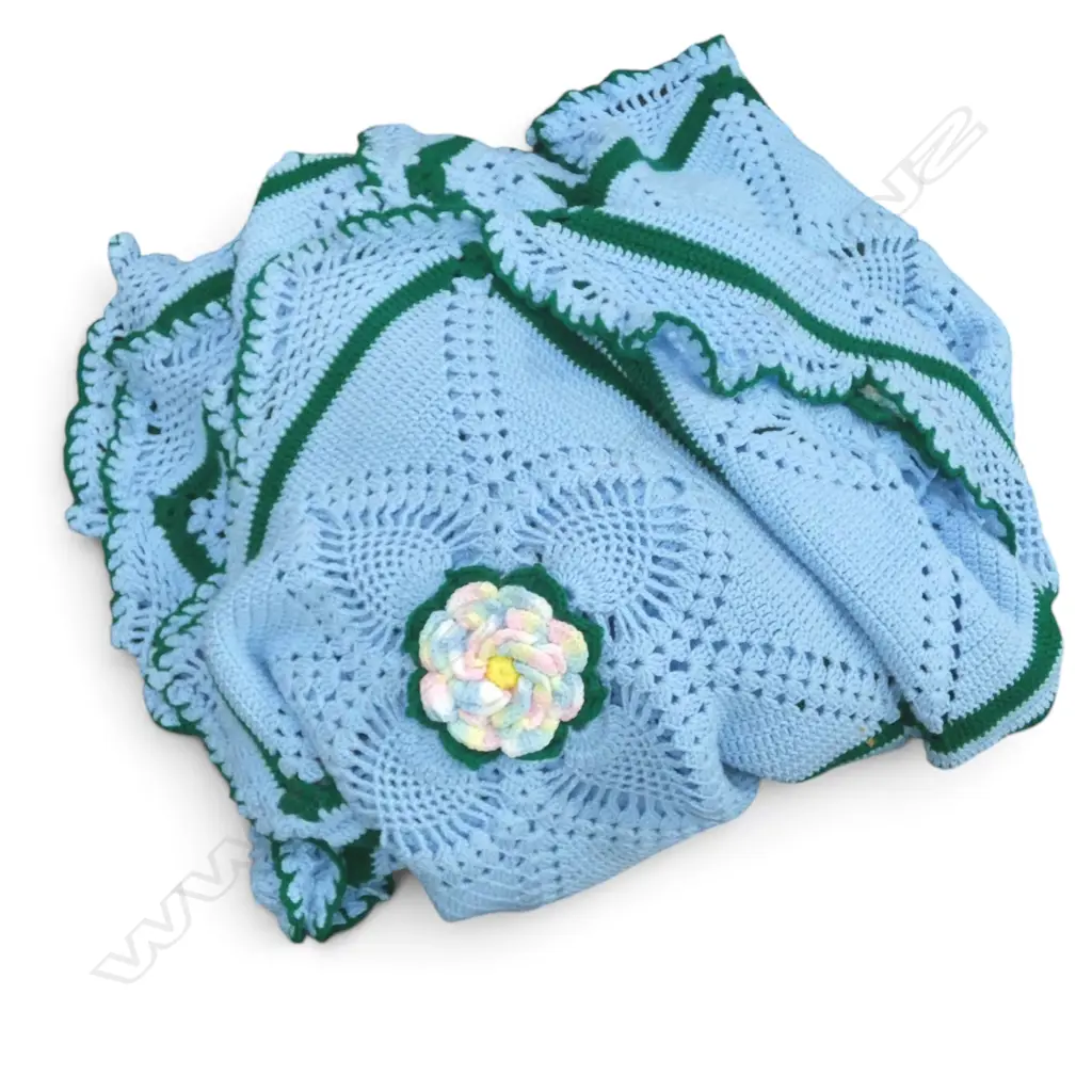 CROCHET BLANKET, FLORAL EMBELLISHMENT 3000 x 2100 cm Image 1++