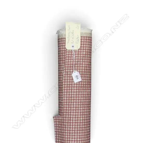 FABRIC BOLT; STRAWBERRY CHECK, PRINT ON COTTON, 11M ROLL