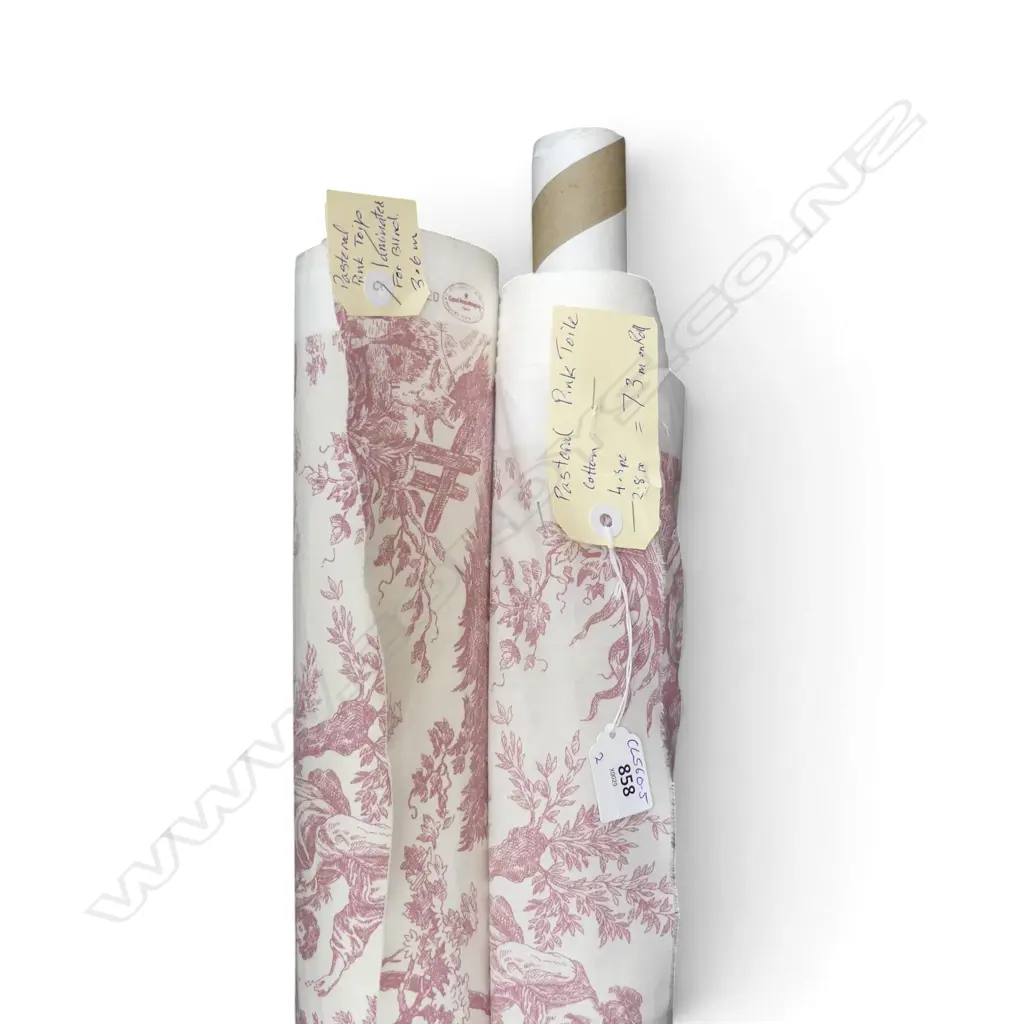 FABRIC BOLT; PASTORAL PINK TOILE, COTTON, 7.3M & 3.6M Image 1++
