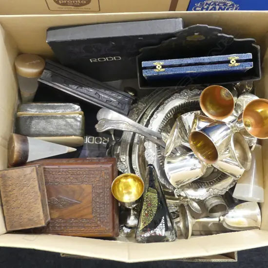 EP, BOXES INCL. GRAEME STORM (CHIP), ORIENTAL LACQUER LETTER RACK ETC