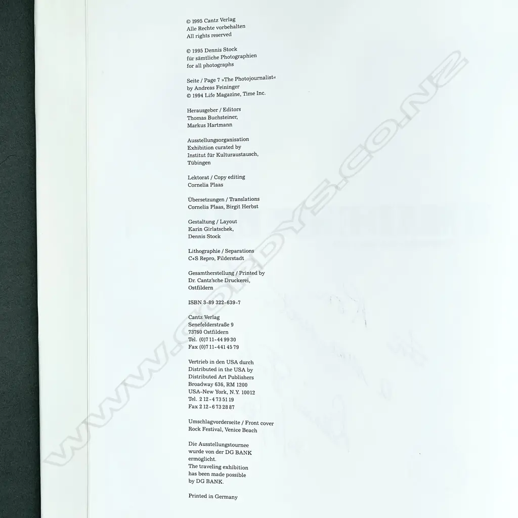 Cantz Verlag - 1995 ISBN 3893226397. Hardback with DJ Image 1++