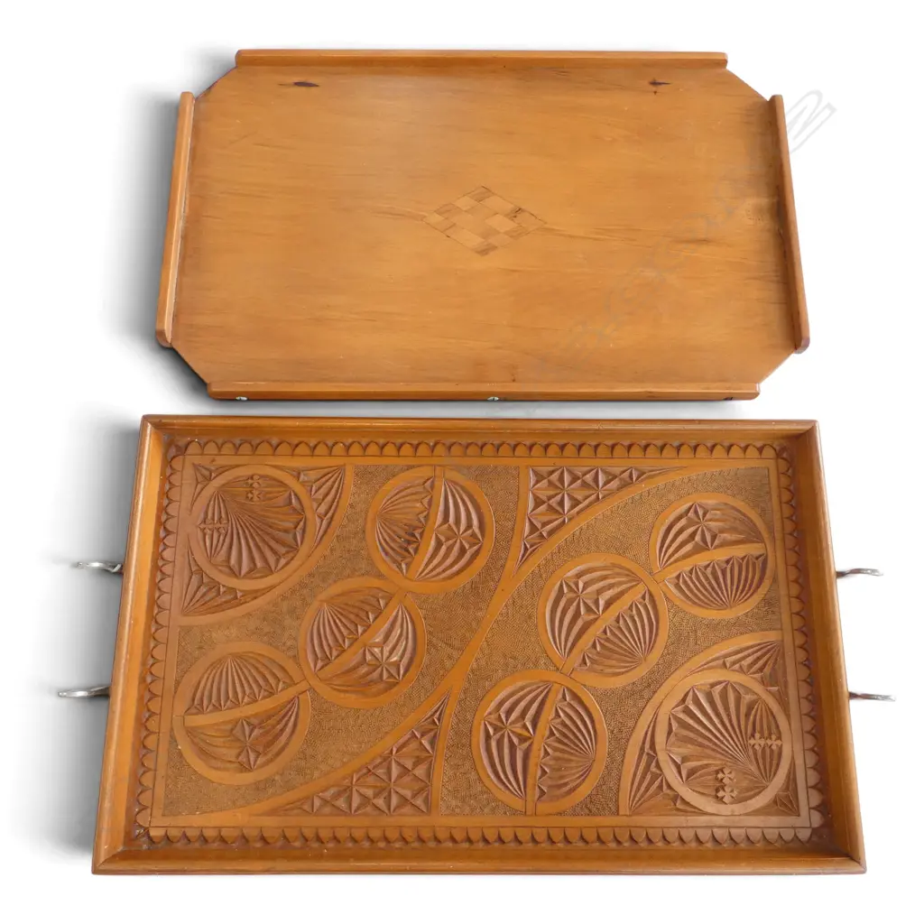 CHIP CARVED TRAY 340x550mm, RIMU BOOK STAND Image 1++