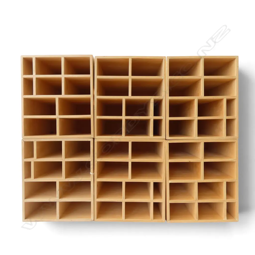 6 PLYWOOD STORAGE CONTAINERS 250x255x290mm Image 1++