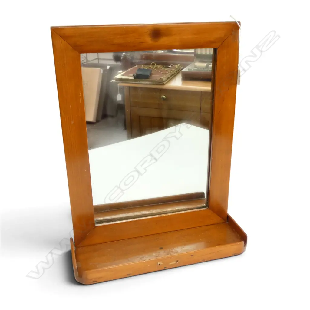 MIRROR w. WOODEN FRAME & ATTACHED TRAY 495x400mm Image 1++