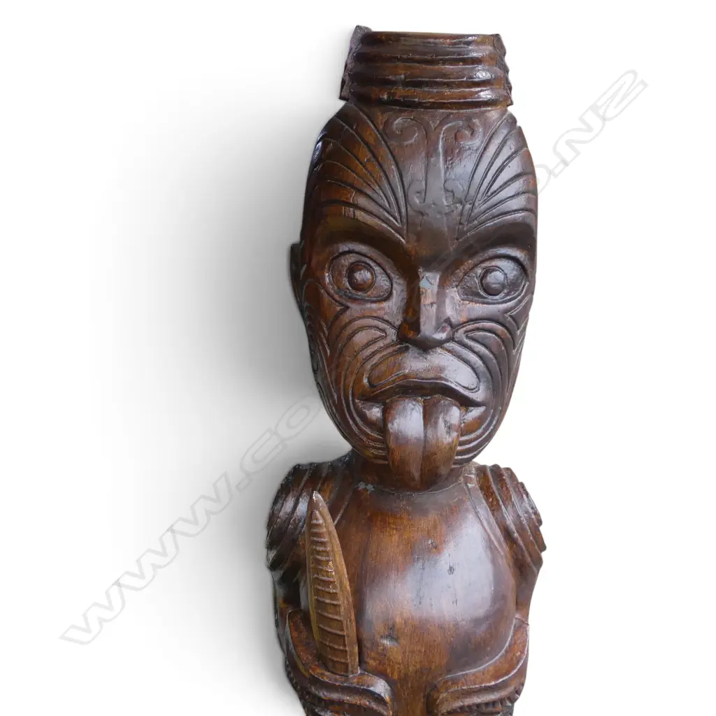 RESIN MAORI FIGURE 380x250x1700mm (SMALL HAIRLINE CRACK TO NECK) Image 1++