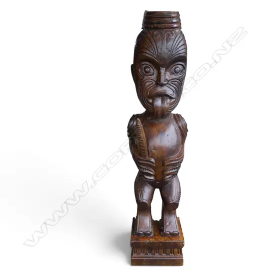 RESIN MAORI FIGURE 380x250x1700mm (SMALL HAIRLINE CRACK TO NECK)