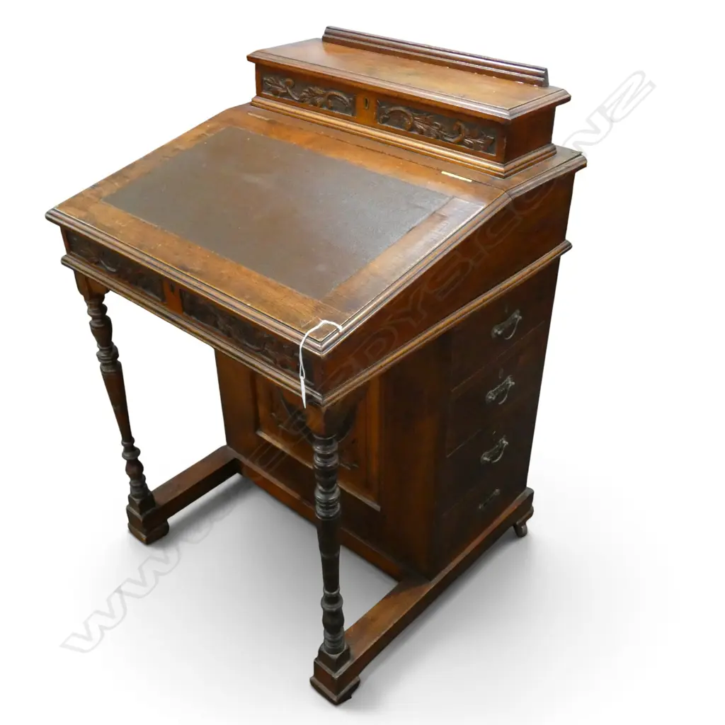 LATE 19thC CARVED DAVENPORT 590x580x910mm Image 1++