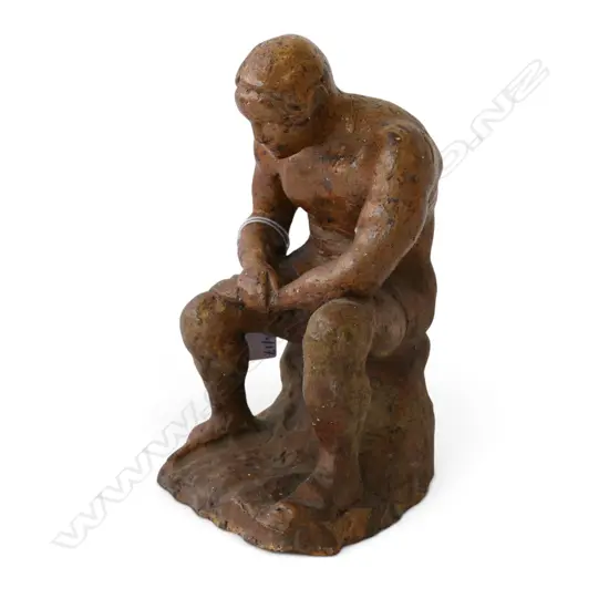 STUDIO POTTERY MALE FIGURE (EX NAPIER TECHNICAL SCHOOL NOT JACK HUTCHISON) H.220mm NECK REPAIRED