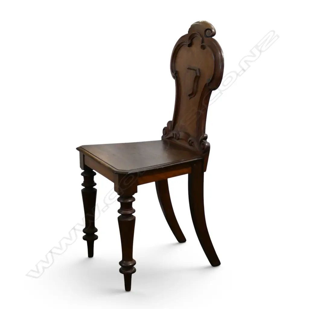 VICTORIAN MAHOGANY SHEILD BACK HALL CHAIR Image 1++