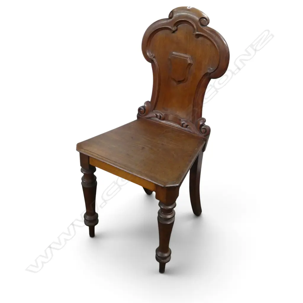 VICTORIAN MAHOGANY SHEILD BACK HALL CHAIR Image 1++