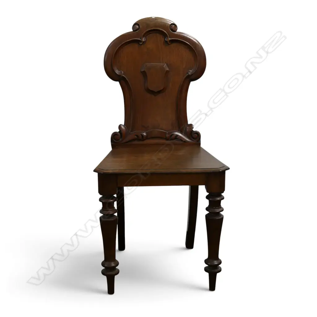 VICTORIAN MAHOGANY SHEILD BACK HALL CHAIR Image 1++