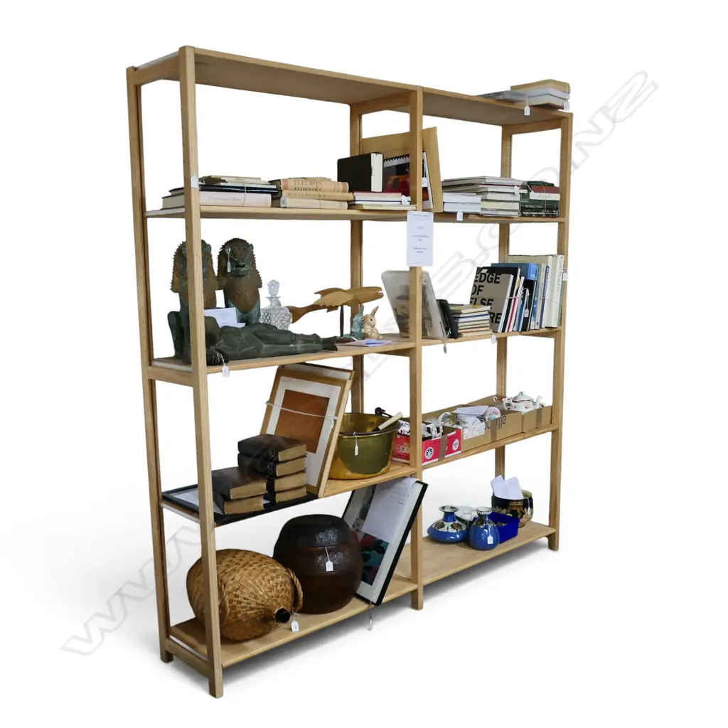 LONG LUNDIA SHELVING UNIT, 2 BAYS OF 4 SHELVES EACH, 2040 x 380 x 2100mm Image 1++