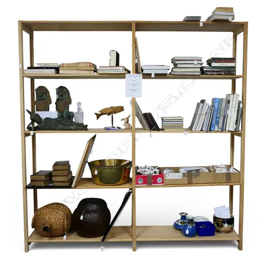 LONG LUNDIA SHELVING UNIT, 2 BAYS OF 4 SHELVES EACH, 2040 x 380 x 2100mm