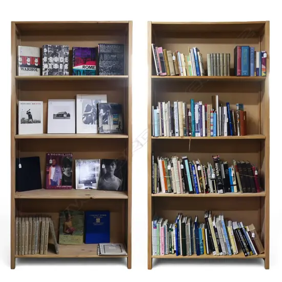 TWO LUNDIA SHELVING UNITS, EACH WITH 4 SHELVES, 1050 x 380 x 2100mm
