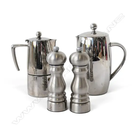 PR PEUGEOT SALT & PEPPER GRINDERS H.185mm + 2 AVANTI COFFEE POTS
