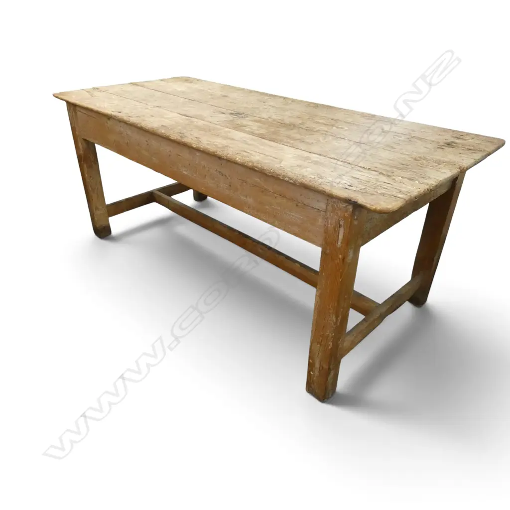 RUSTIC IRISH / ENGLISH FARMHOUSE PLANK TOP TABLE, STRETCHER BASE 1830x820x750mm Image 1++