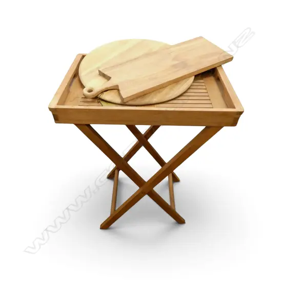 WOODEN TRAY TABLE W.595mm + 2 CHOPPING BOARDS