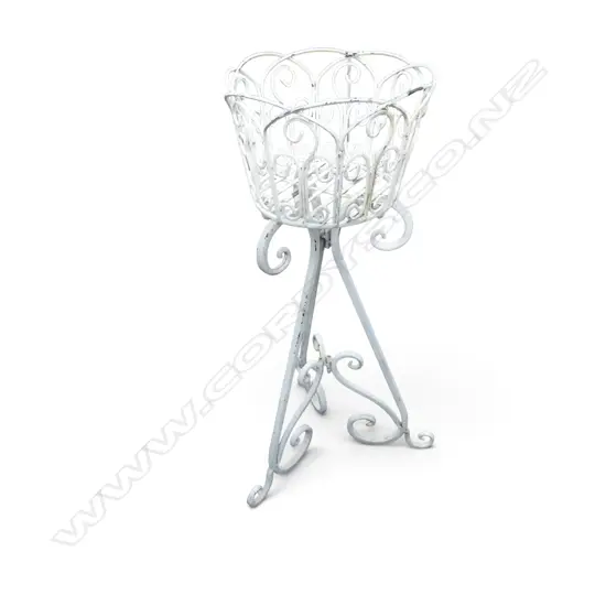 WHITE PAINTED METAL PLANTER STAND H.660mm