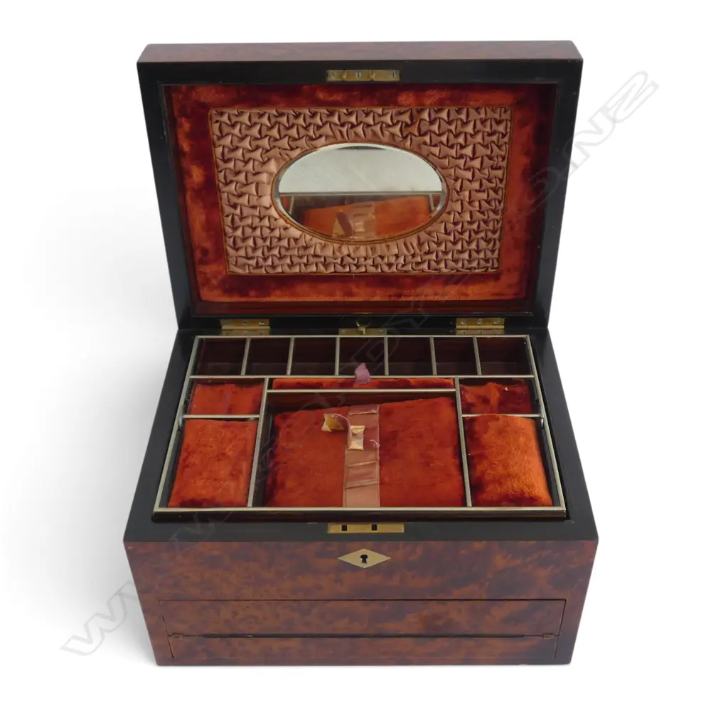 BURR SEWING BOX & WRITING SLOPE C.1890 305x225x190mm Image 1++