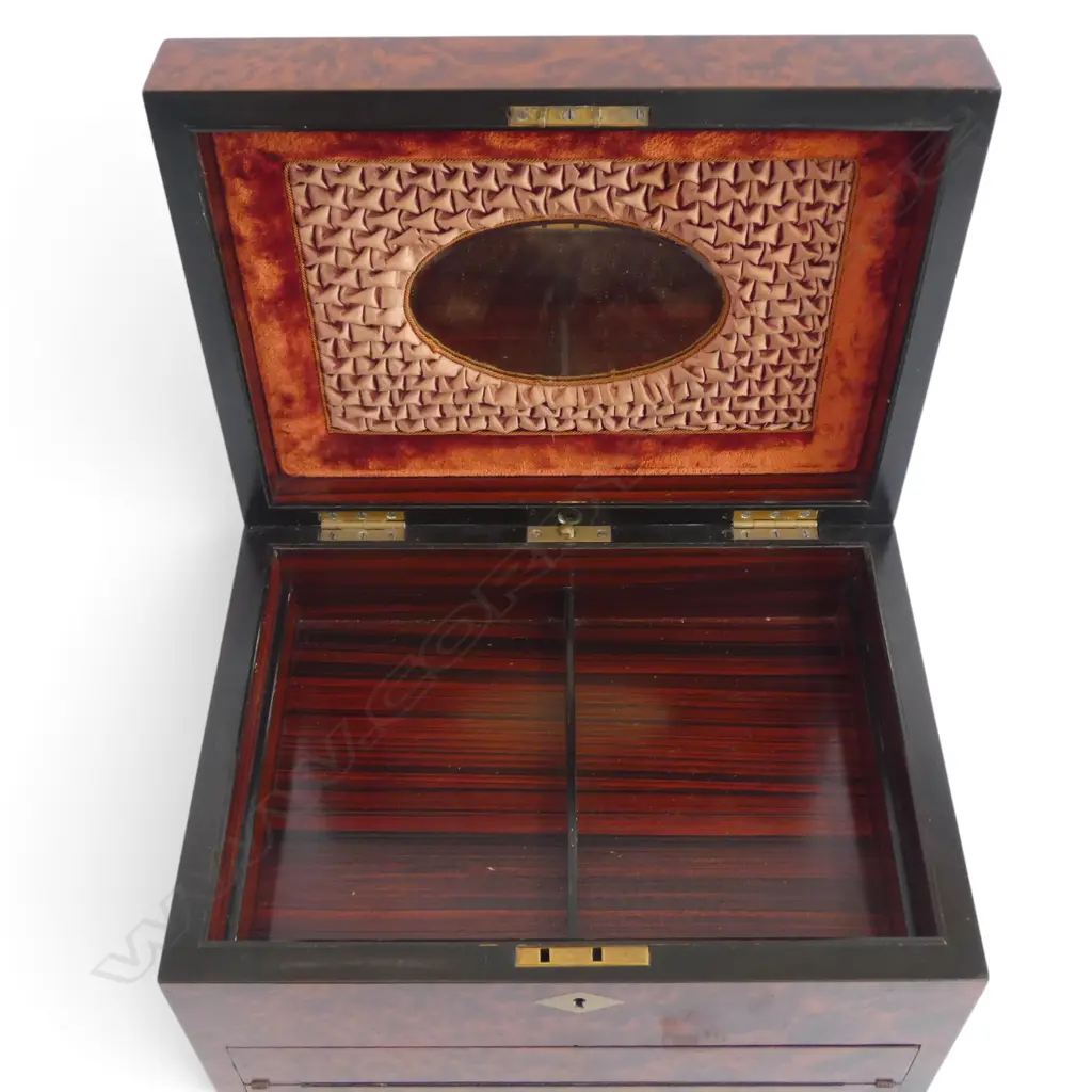 BURR SEWING BOX & WRITING SLOPE C.1890 305x225x190mm Image 1++