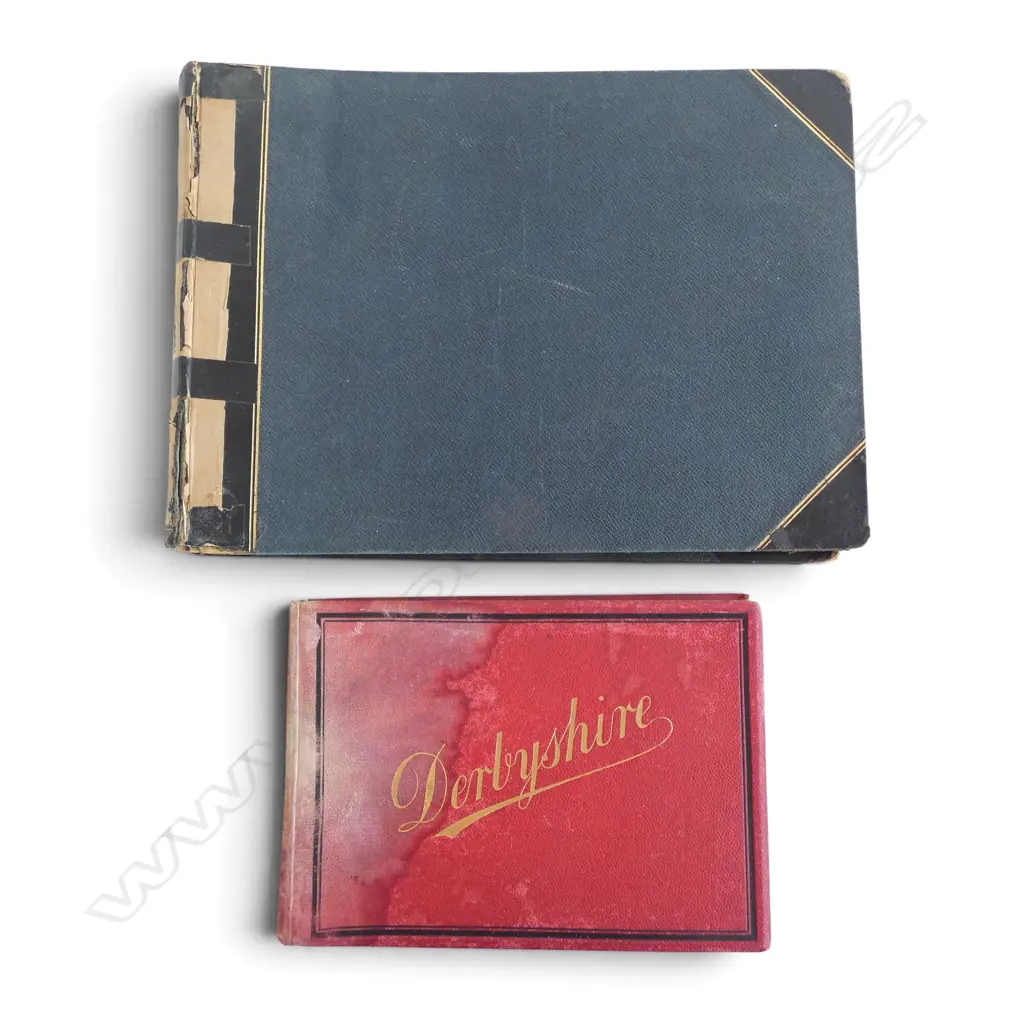 2 ANTIQUE PHOTO ALBUMS ‘DERBYSHIRE’ 26 PHOTOS C.1890S & EUROPE, L.260MM-380MM Image 1++