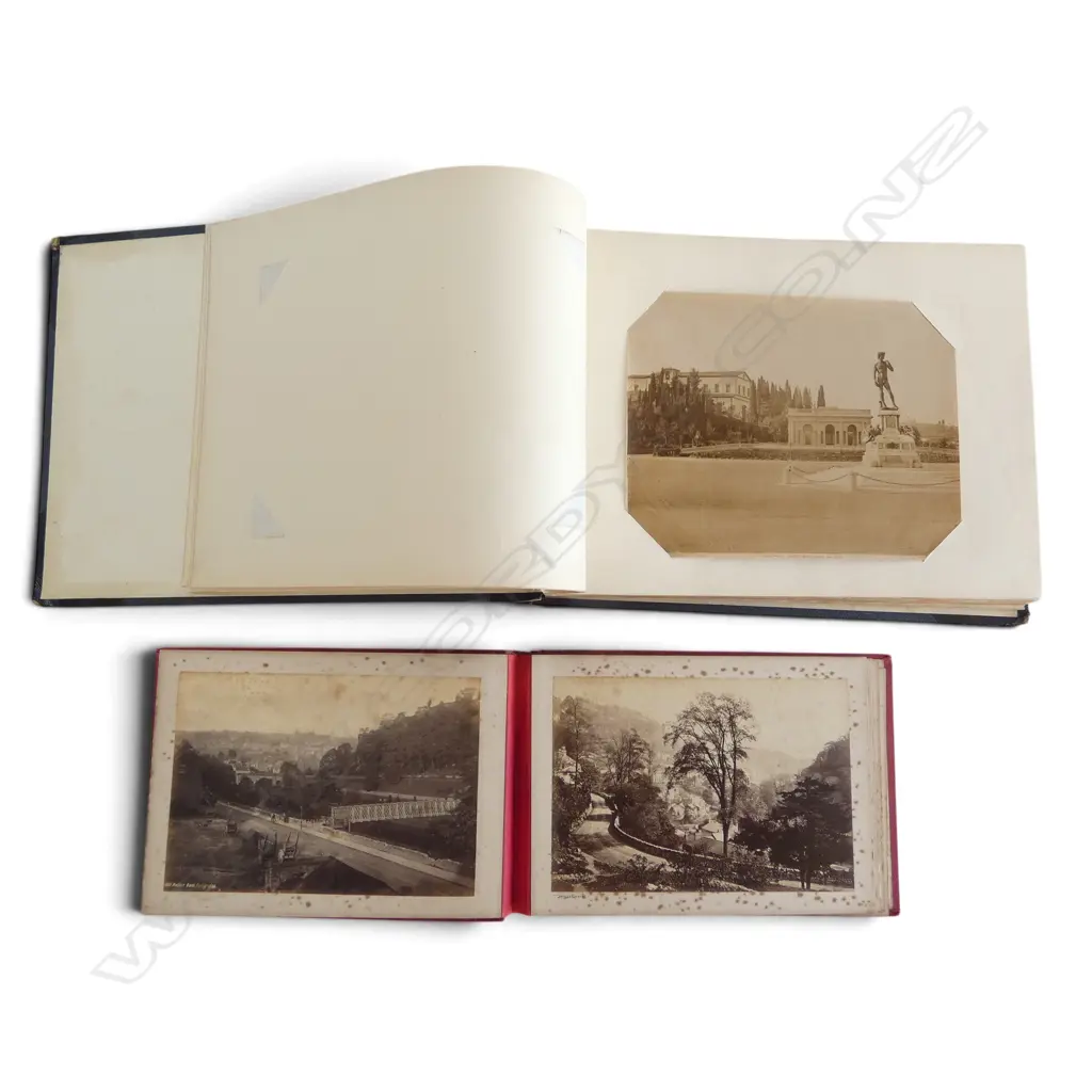 2 ANTIQUE PHOTO ALBUMS ‘DERBYSHIRE’ 26 PHOTOS C.1890S & EUROPE, L.260MM-380MM Image 1++