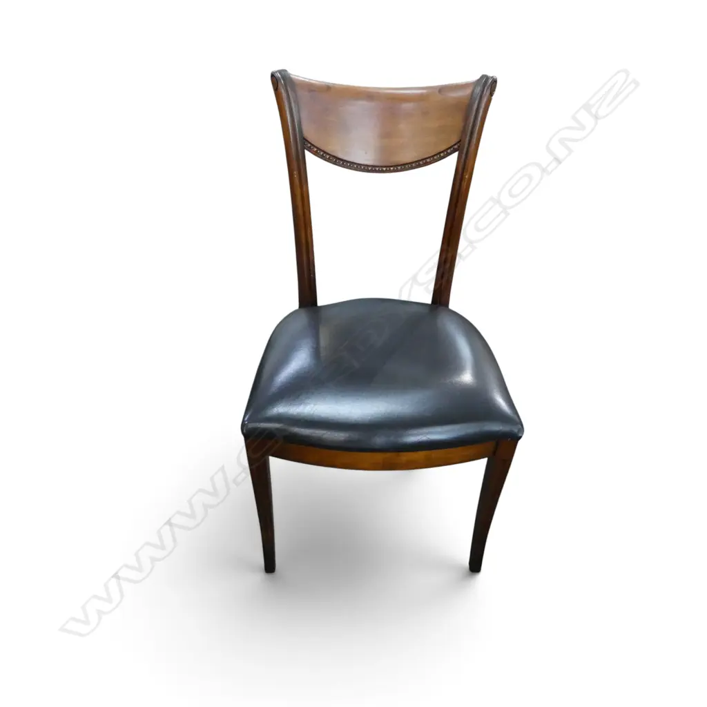 ANTIQUE CHAIR, BLACK LEATHER SEAT Image 1++