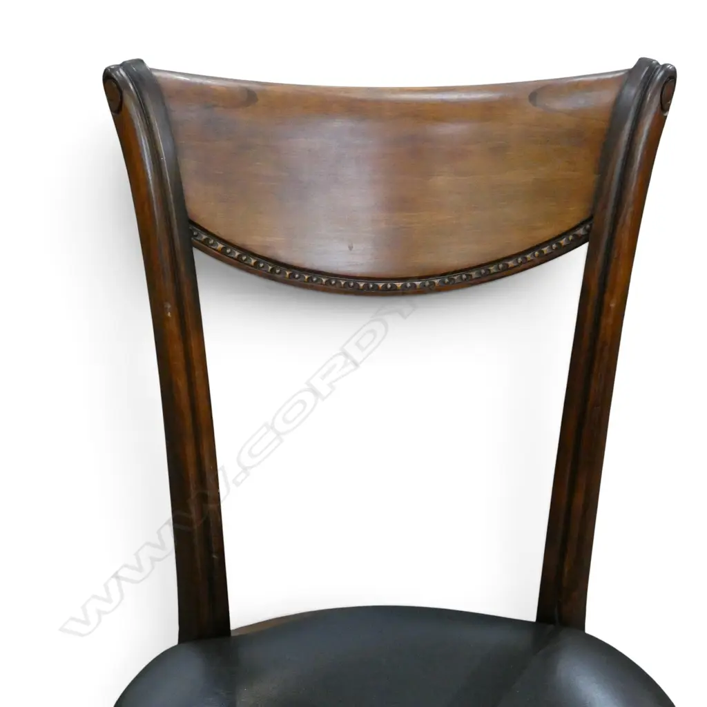ANTIQUE CHAIR, BLACK LEATHER SEAT Image 1++