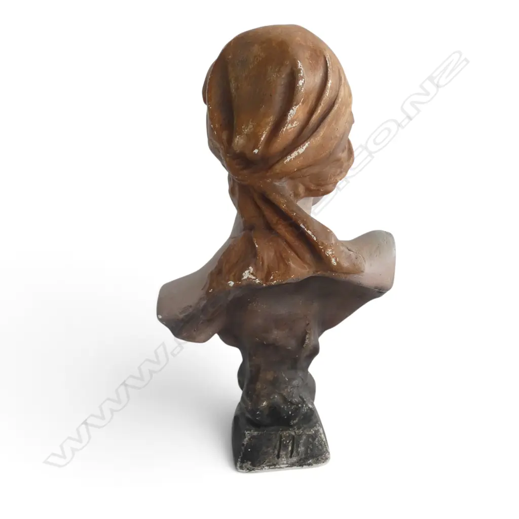 VINTAGE PLASTER BUST OF A LADY FILLE DE BOHEME H290MM Image 1++