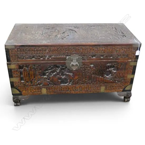 CHINESE CARVED CAMPHOR CHEST 890x420x500mm