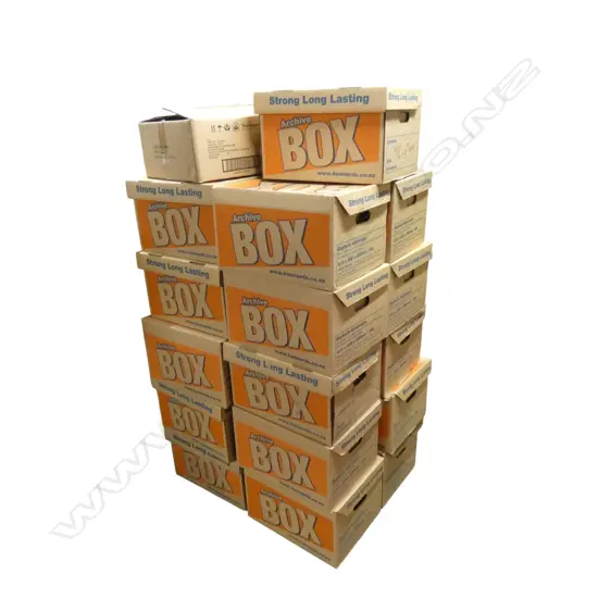 22 KENNARDS CARDBOARD ARCHIVE STORAGE BOXES, 410 x 325 x 255mm (IN BASEMENT)
