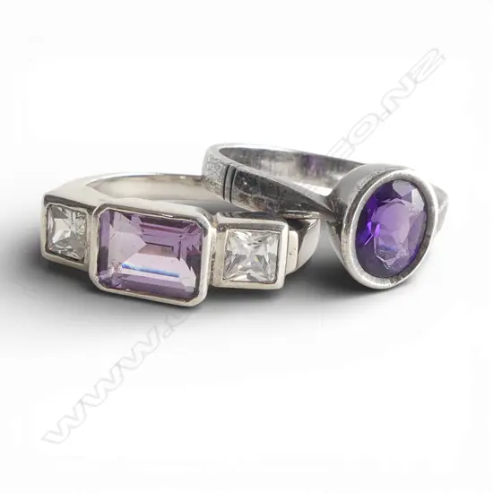 2 STG SILVER RINGS 7.5gms SIZE O & P