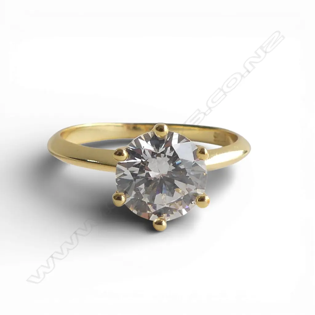 3ct MOISSANITE & SILVER GILT RING SIZE P Image 1++